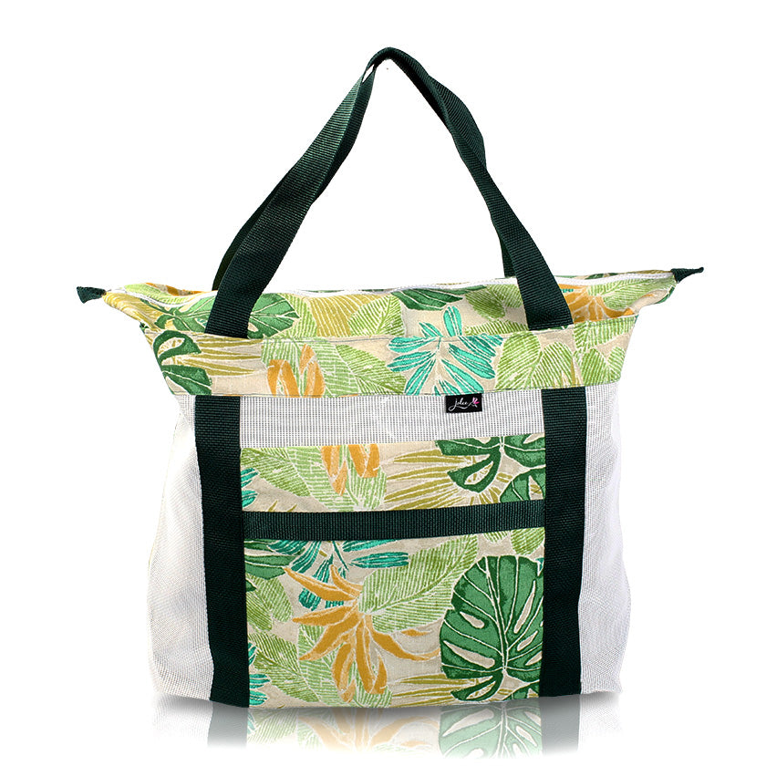 Batik Verdure Zipper Top Tote