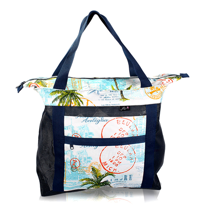 Journey Zipper Top Tote in Navy