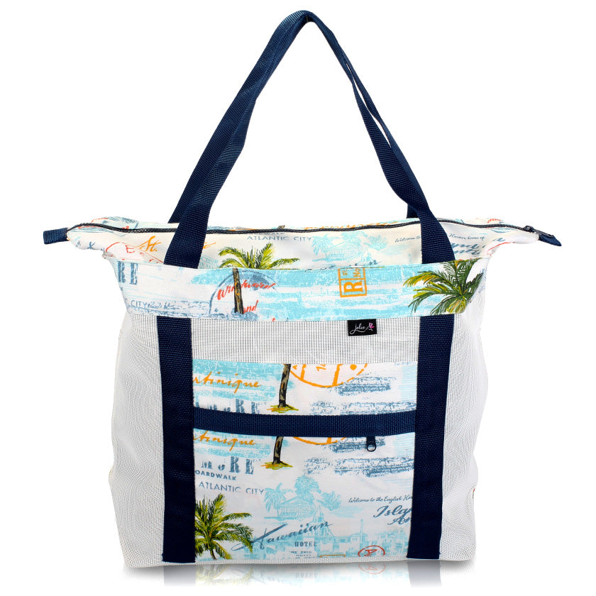 Journey Zipper Top Tote in White