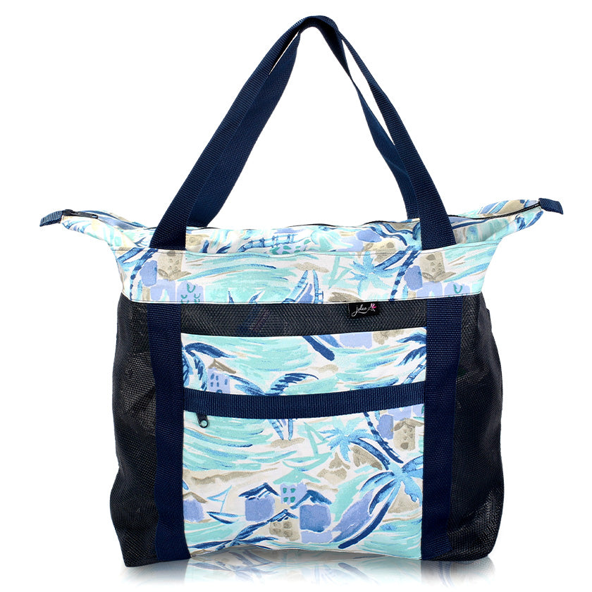 Seaside Shanty Zipper Top Tote in Navy